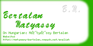 bertalan matyassy business card